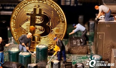 Technician inspecting large scale mining farm with cooling systems